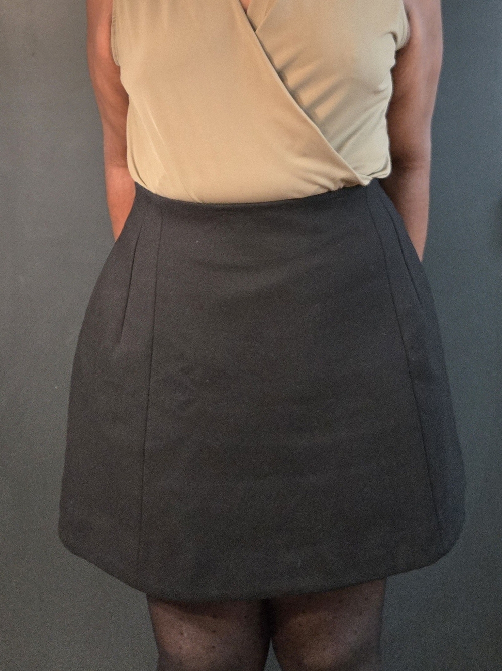 good american | soft stretch ponte mini skirt | black | us 18